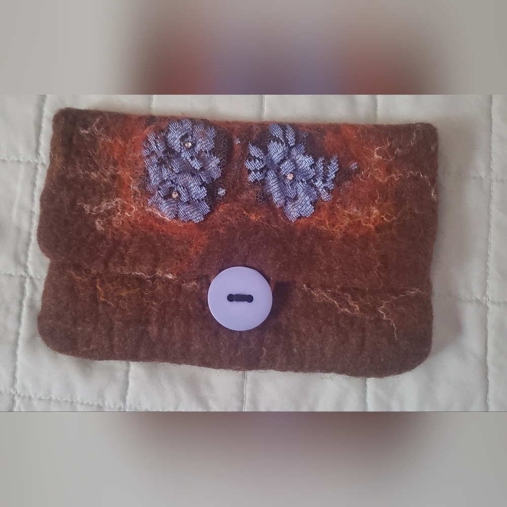 Wet felted pouch